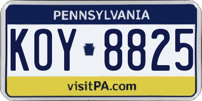 PA license plate KOY8825
