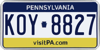 PA license plate KOY8827