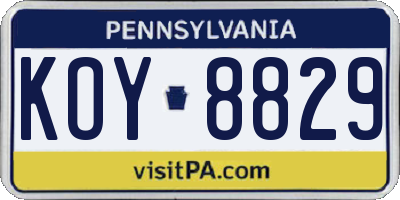 PA license plate KOY8829