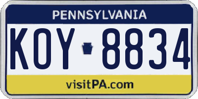 PA license plate KOY8834