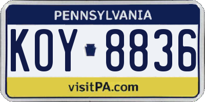 PA license plate KOY8836