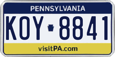 PA license plate KOY8841