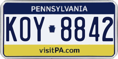 PA license plate KOY8842