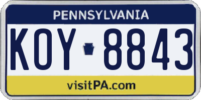 PA license plate KOY8843