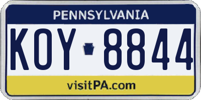 PA license plate KOY8844