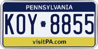 PA license plate KOY8855