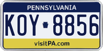 PA license plate KOY8856