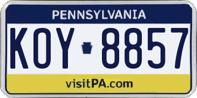 PA license plate KOY8857