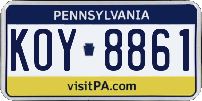 PA license plate KOY8861