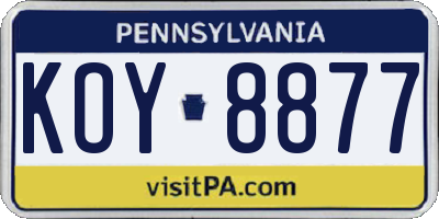 PA license plate KOY8877