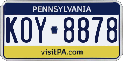 PA license plate KOY8878