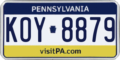 PA license plate KOY8879