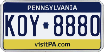 PA license plate KOY8880