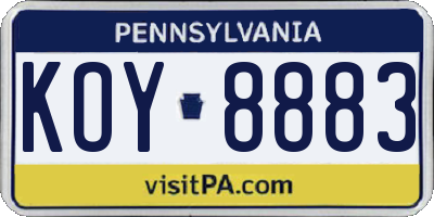 PA license plate KOY8883