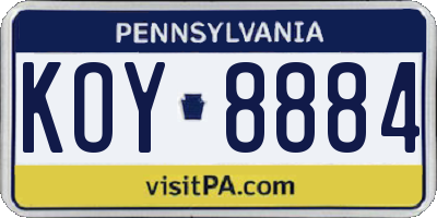 PA license plate KOY8884