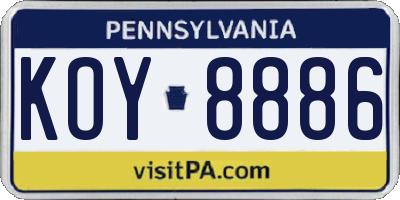 PA license plate KOY8886