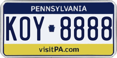 PA license plate KOY8888