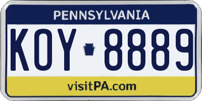 PA license plate KOY8889