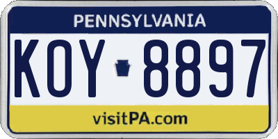 PA license plate KOY8897