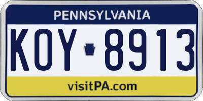 PA license plate KOY8913