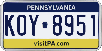 PA license plate KOY8951