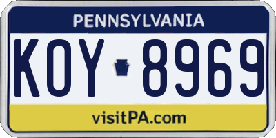 PA license plate KOY8969