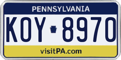 PA license plate KOY8970