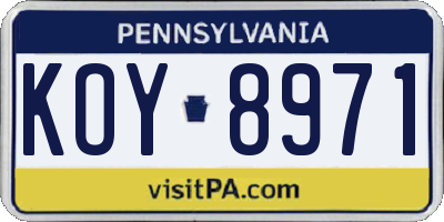 PA license plate KOY8971