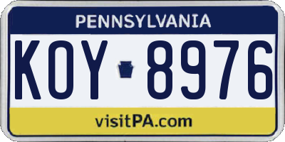 PA license plate KOY8976