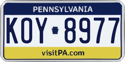 PA license plate KOY8977