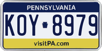 PA license plate KOY8979