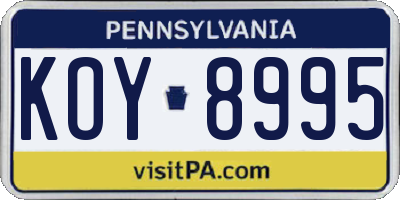 PA license plate KOY8995
