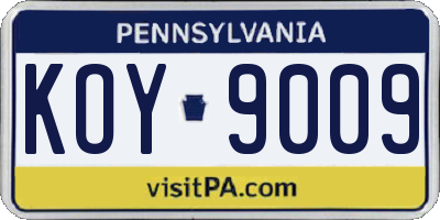 PA license plate KOY9009