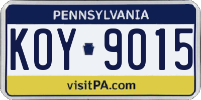 PA license plate KOY9015