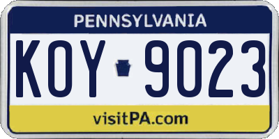 PA license plate KOY9023