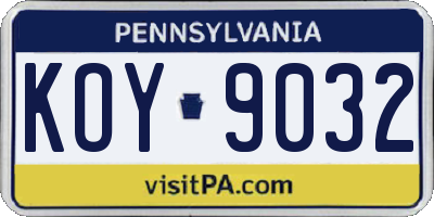 PA license plate KOY9032