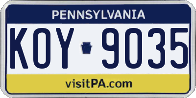 PA license plate KOY9035