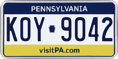 PA license plate KOY9042