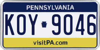PA license plate KOY9046
