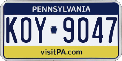 PA license plate KOY9047