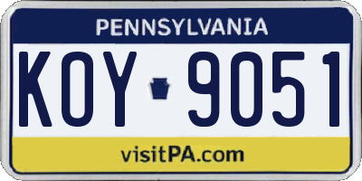 PA license plate KOY9051