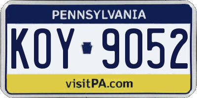 PA license plate KOY9052