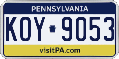 PA license plate KOY9053