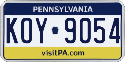 PA license plate KOY9054