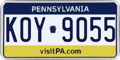 PA license plate KOY9055