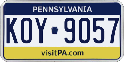 PA license plate KOY9057