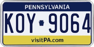 PA license plate KOY9064
