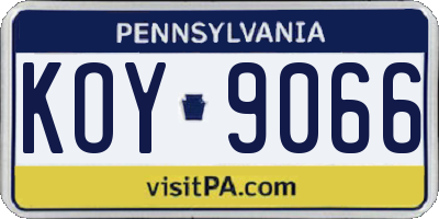 PA license plate KOY9066