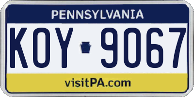 PA license plate KOY9067