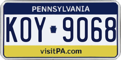 PA license plate KOY9068